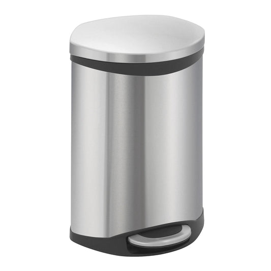 Waste collector with pedal, shell shape, capacity 10 l, HxWxD 450 x 255 x 295 mm, stainless steel body.