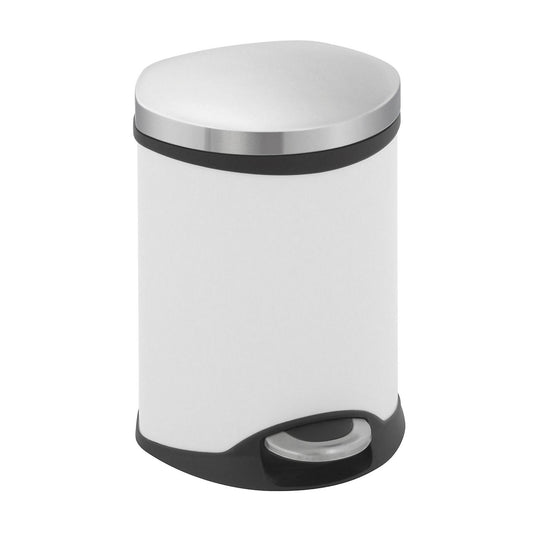 Waste collector with pedal, shell shape, capacity 6 l, HxWxD 314 x 238 x 235 mm, sheet steel body painted white.