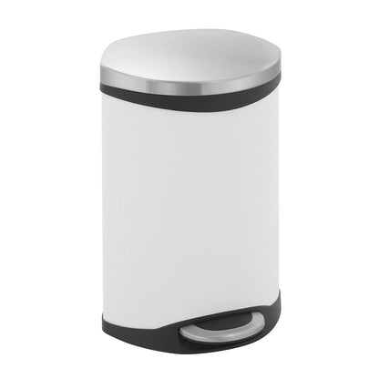 Waste collector with pedal, shell shape, capacity 10 l, HxWxD 450 x 255 x 295 mm, sheet steel body painted white.