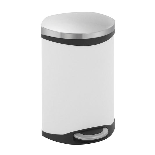 Waste collector with pedal, shell shape, capacity 10 l, HxWxD 450 x 255 x 295 mm, sheet steel body painted white.