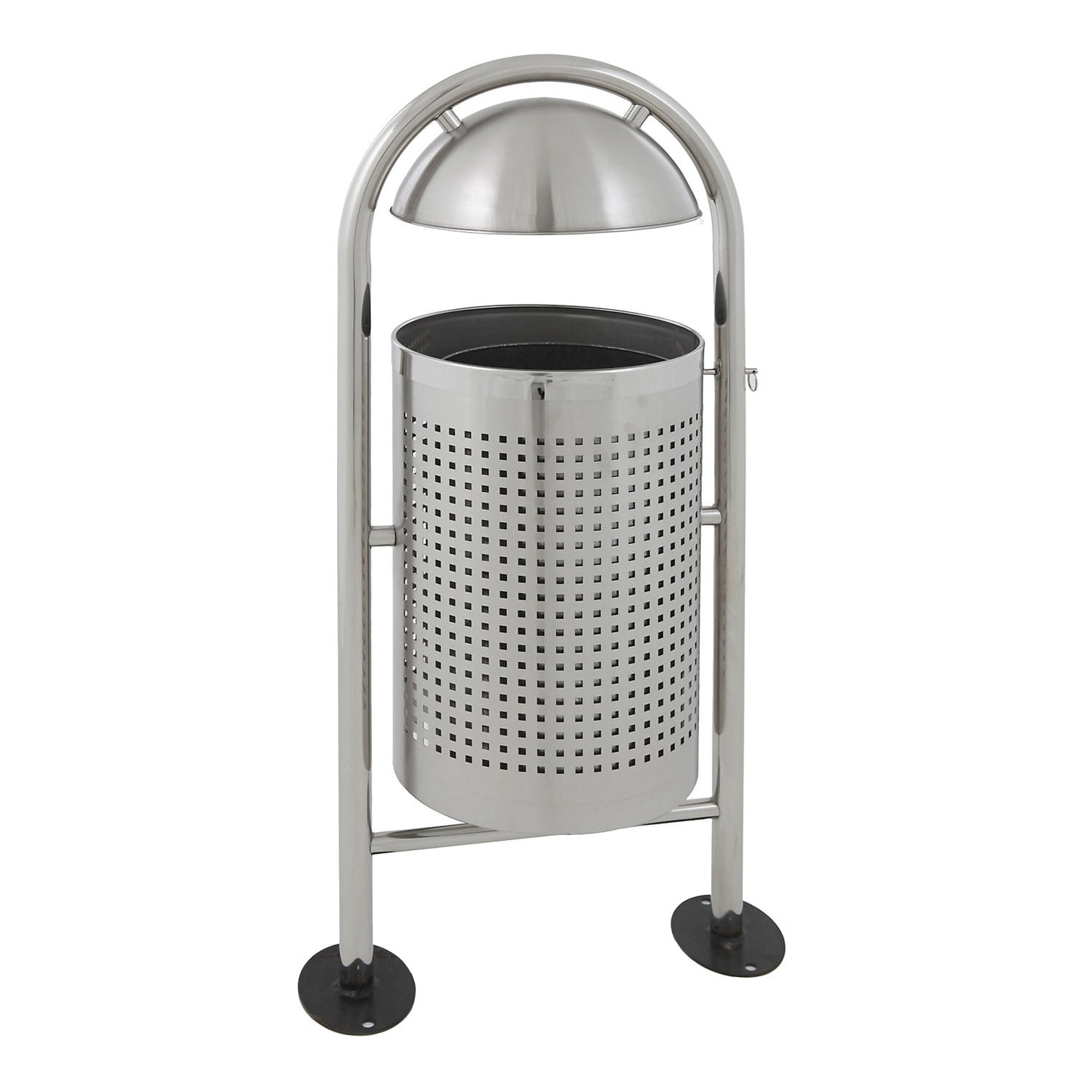 Waste collector with rain cover, capacity 27 l, HxØ 1150 x 350 mm, stainless steel, matt finish.