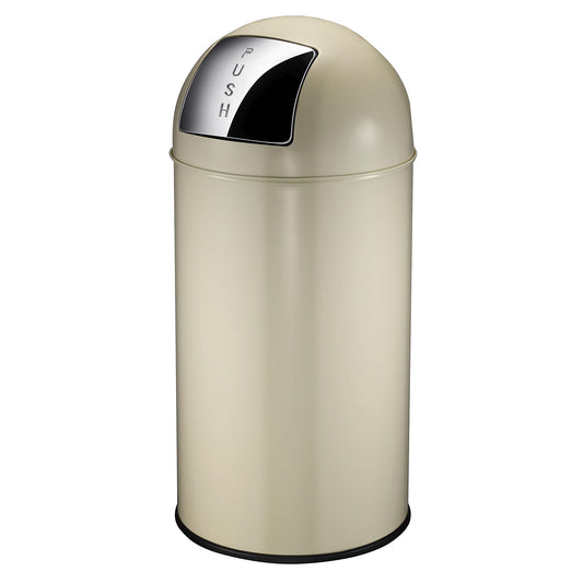 Push rubbish bin, steel, capacity 40 l, HxØ 740 x 350 mm, light ivory.