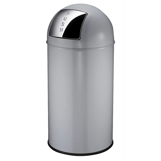 Push rubbish bin, steel, capacity 40 l, HxØ 740 x 350 mm, iron grey.