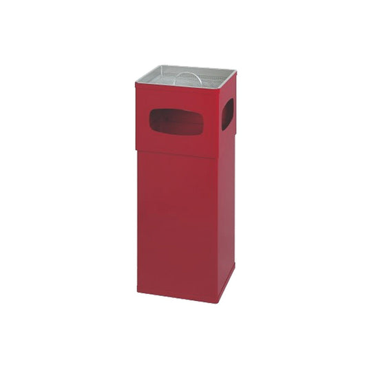 Aluminium combination ashtray, capacity 50 l, WxHxD 300 x 820 x 300 mm, red.