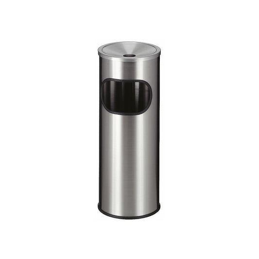 Combination ashtray, capacity 9 l, HxØ 610 x 240 mm, stainless steel.