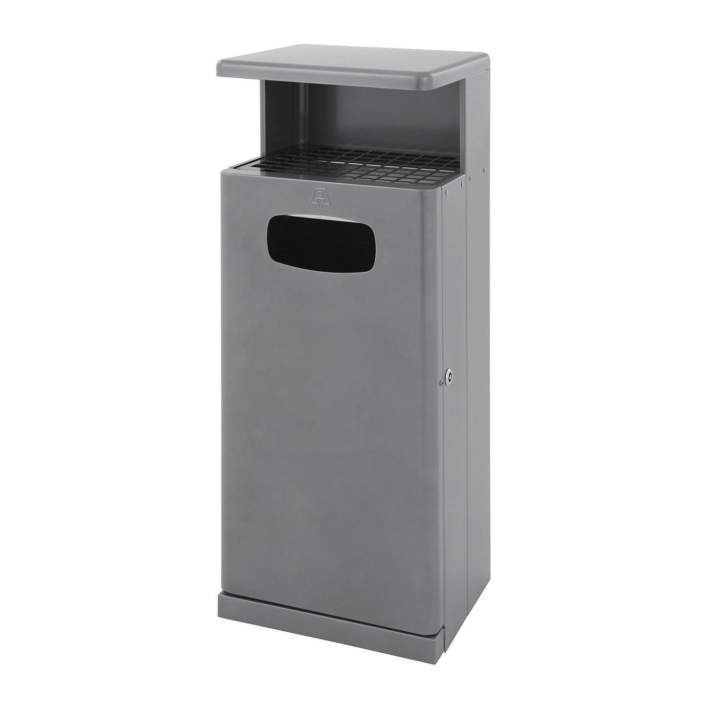 Waste collector with ashtray hood, aluminium, capacity 55 l, WxHxD 345 x 1030 x 400 mm, charcoal.