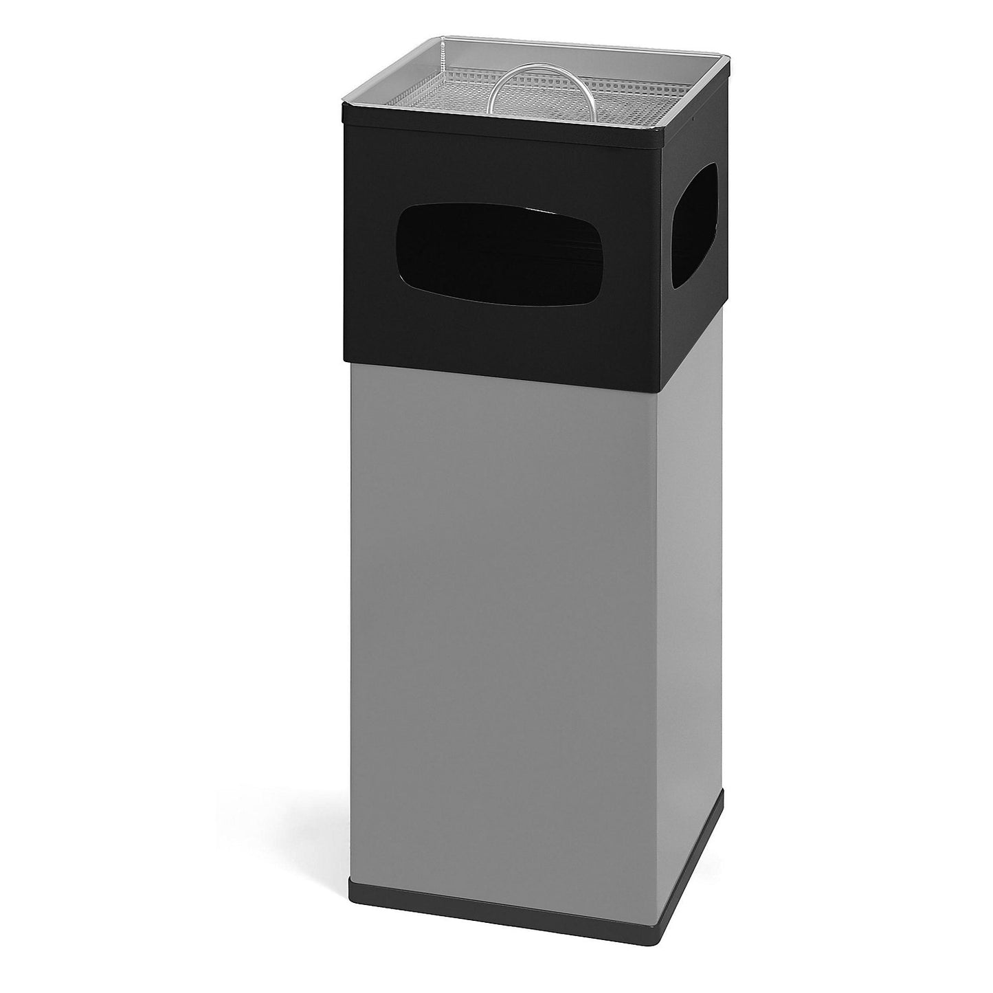 Aluminium combination ashtray, capacity 50 l, WxHxD 300 x 820 x 300 mm, silver / black.