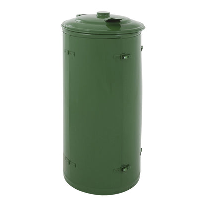 Waste collector with clamp lock, capacity 120 l, with double doors, green.