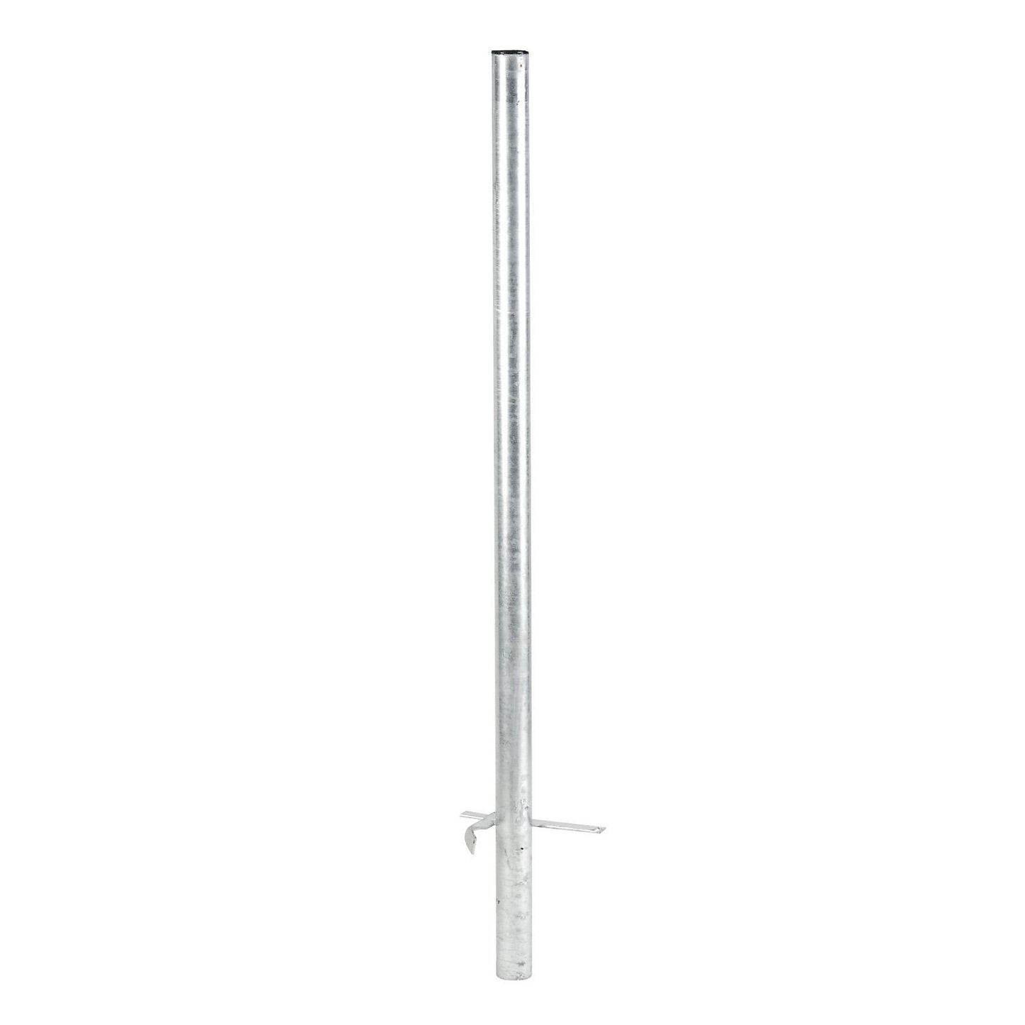 Tubular steel post, with ground anchor, zinc plated.