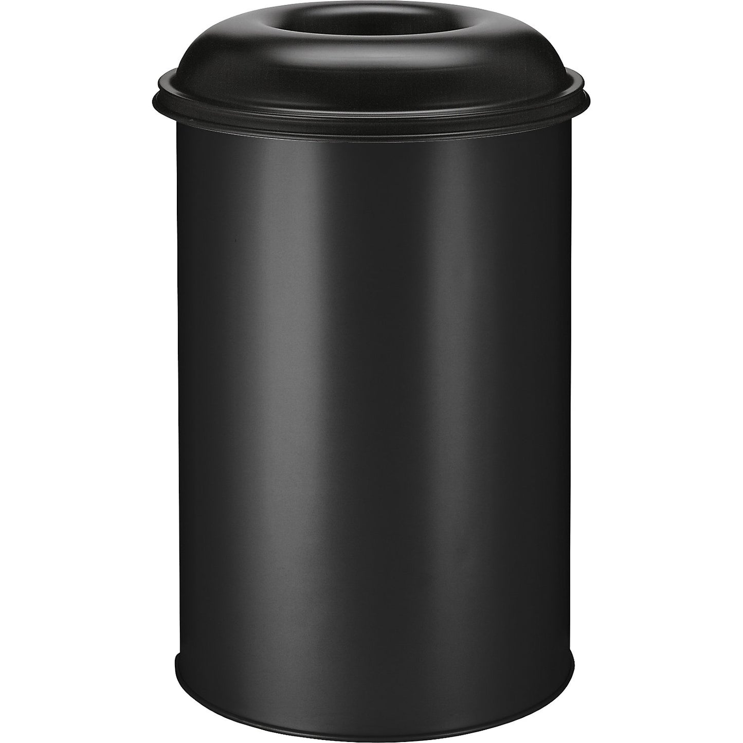Safety paper bin, steel, capacity 200 l, HxØ 950 x 600 mm, black.
