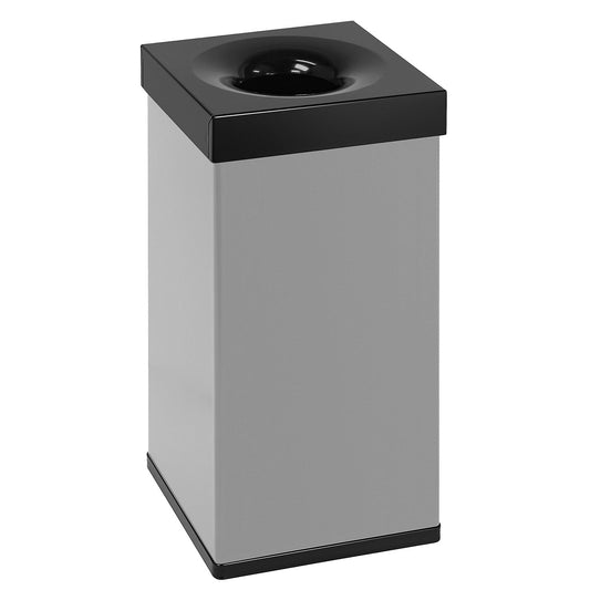 Waste paper bin, square, capacity 55 l, WxHxD 300 x 600 x 300 mm, grey / black.