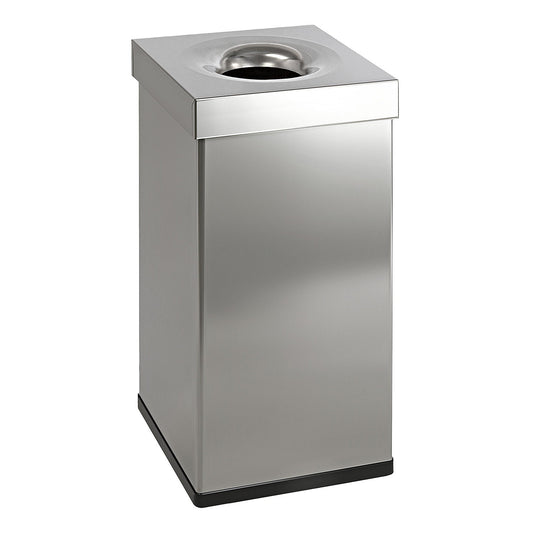 Waste paper bin, square, capacity 55 l, WxHxD 300 x 600 x 300 mm, stainless steel.