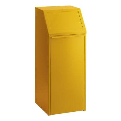 Sheet steel recyclable waste collector, capacity 70 l, WxHxD 408 x 1007 x 405 mm, yellow.