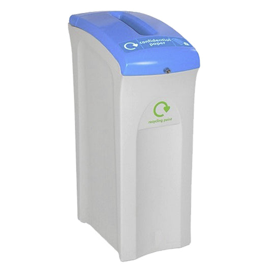 Data protection box, lockable, capacity 82 l, WxHxD 310 x 845 x 540 mm, blue lid.