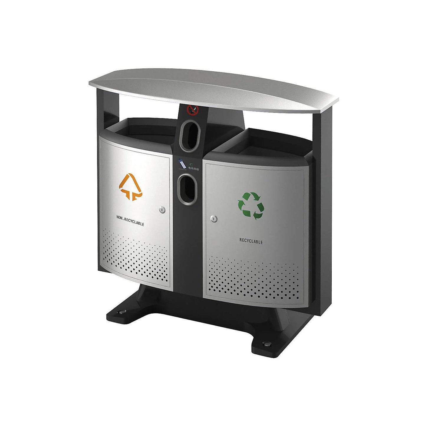 Waste collector, with cover, capacity 78 l, WxHxD 420 x 1000 x 1030 mm, zinc plated inner container.