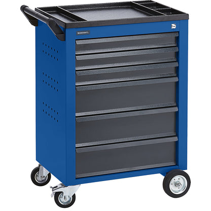 Tool trolley, 6 drawers with individual pull-out stops, HxWxD 930 x 630 x 410 mm, blue.
