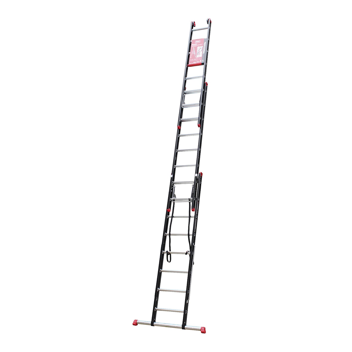 Multi-purpose ladder, aluminium coated, 3-part, black, 3 x 8 rungs.