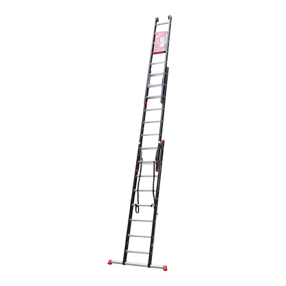 Multi-purpose ladder, aluminium coated, 3-part, black, 3 x 8 rungs.