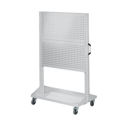 Tool and assembly trolley, trolley with 2 x 2 perforated panels, length 1250 mm, grey.