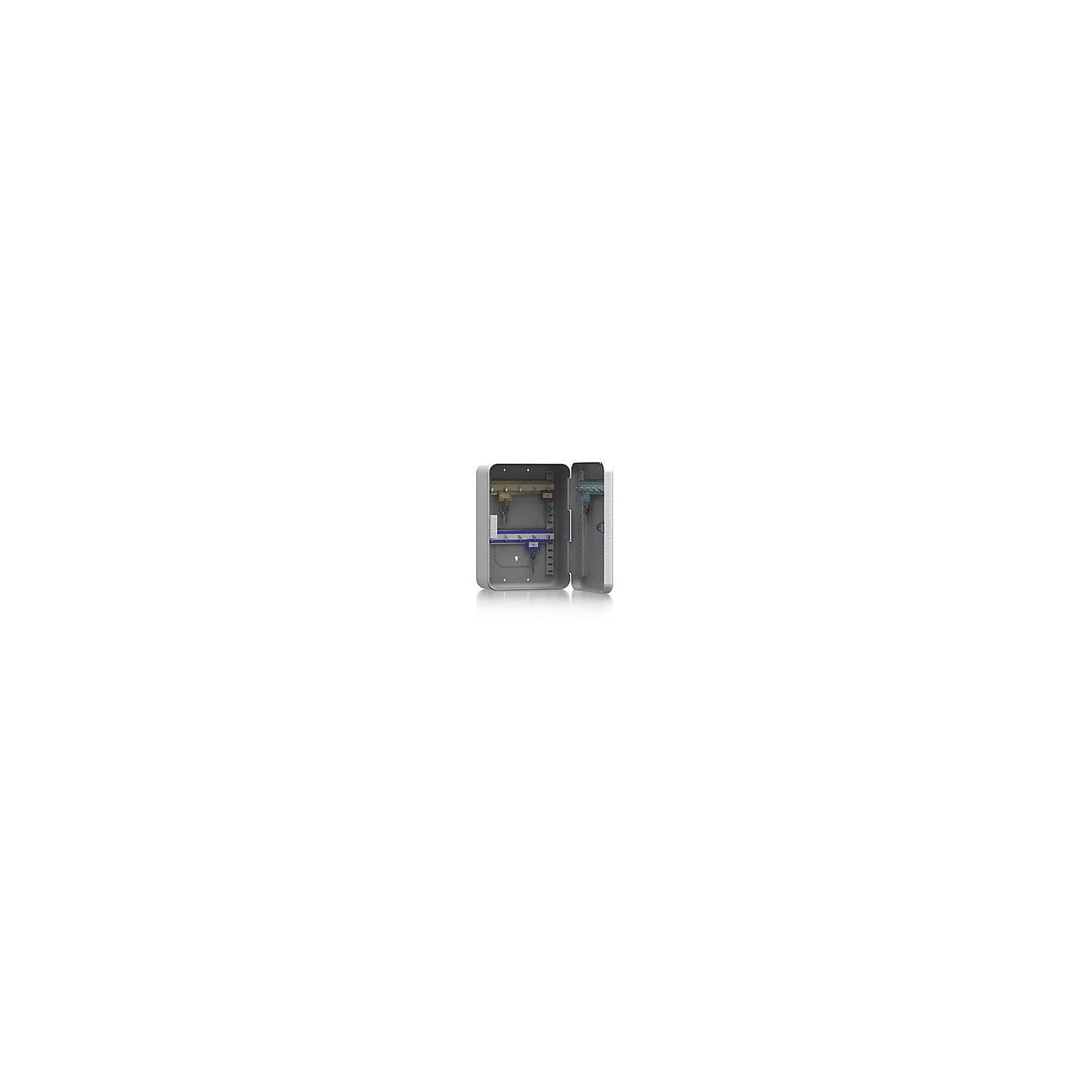 Key box, sheet steel, light grey, HxWxD 250 x 180 x 90 mm, 15 hooks.