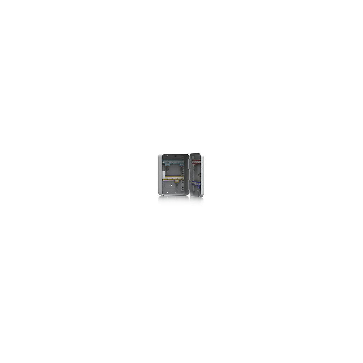 Key box, sheet steel, light grey, HxWxD 250 x 180 x 90 mm, 20 hooks.