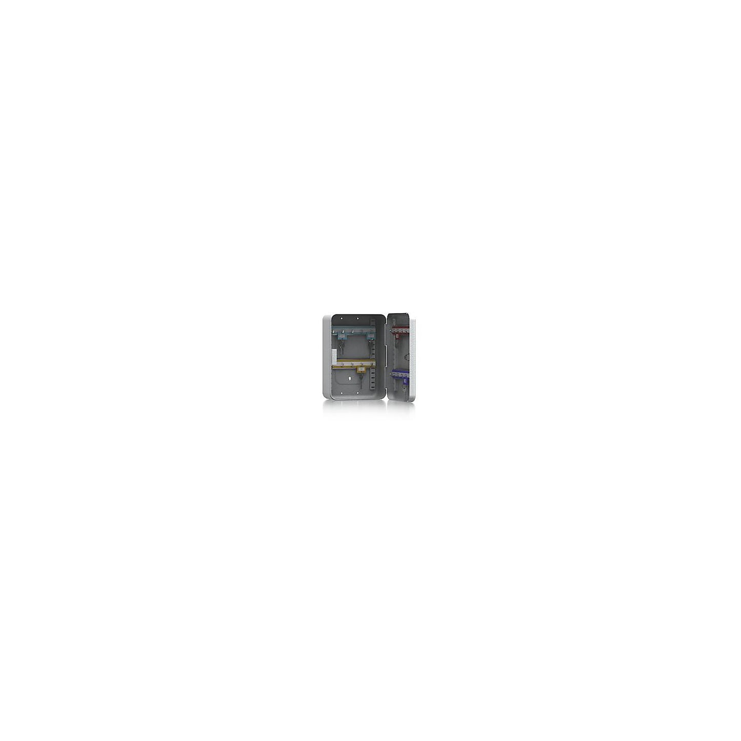 Key box, sheet steel, light grey, HxWxD 250 x 180 x 90 mm, 20 hooks.