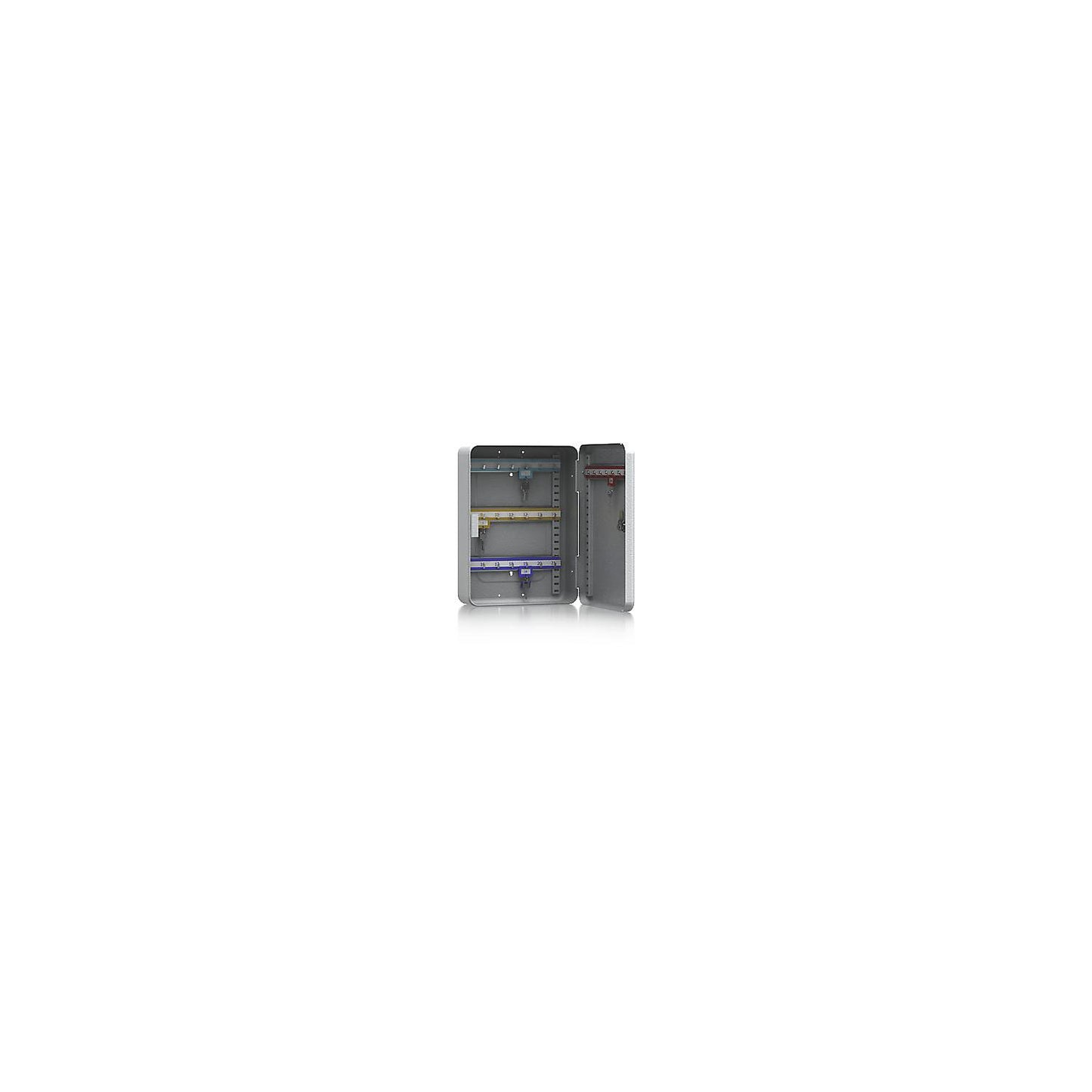 Key box, sheet steel, light grey, HxWxD 320 x 230 x 90 mm, 28 hooks.