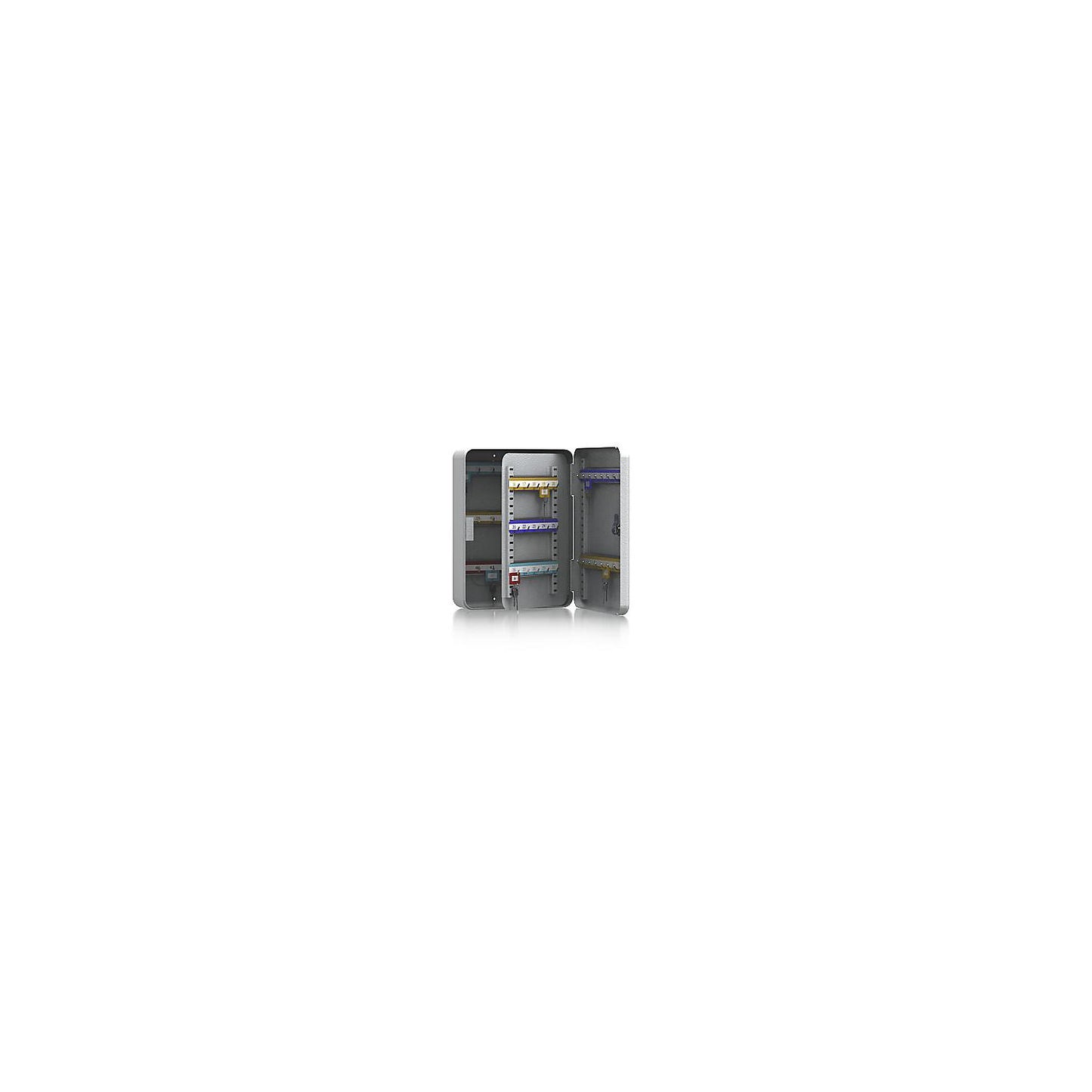 Key box, sheet steel, light grey, HxWxD 320 x 230 x 90 mm, 50 hooks.