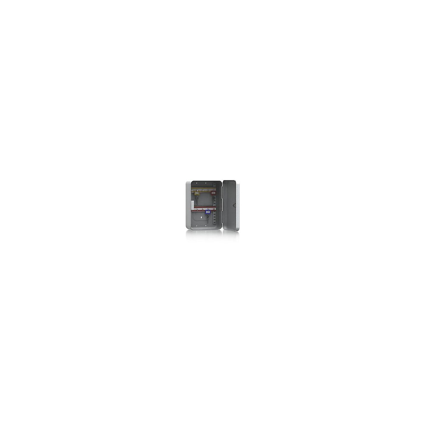 Key box, sheet steel, light grey, HxWxD 250 x 180 x 90 mm, 10 hooks.