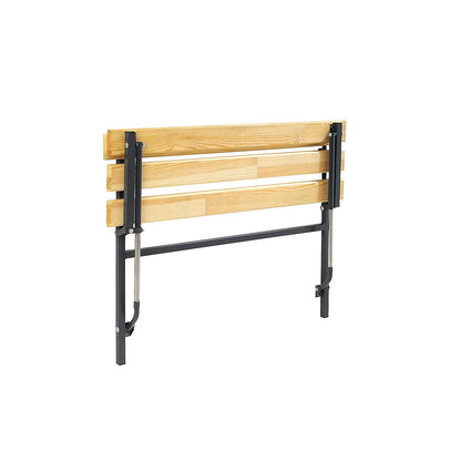 Folding wall-mounted bench, fixed length 1200 mm, with wooden slats.
