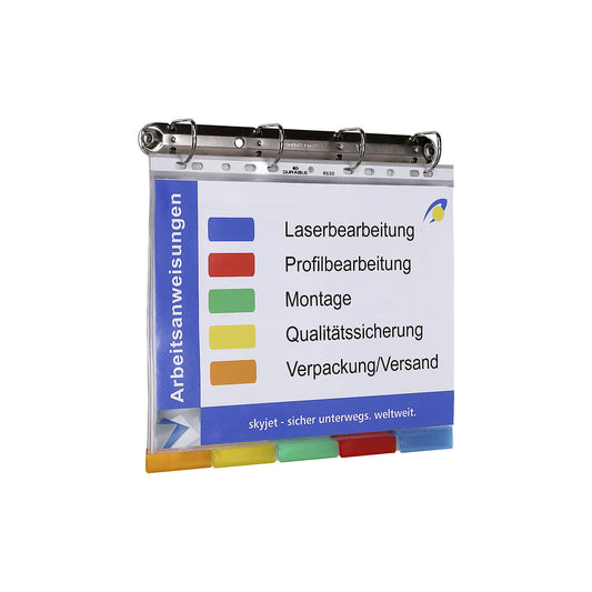 4-ring binder set (A4), incl. 5 index tabs, assorted colours.
