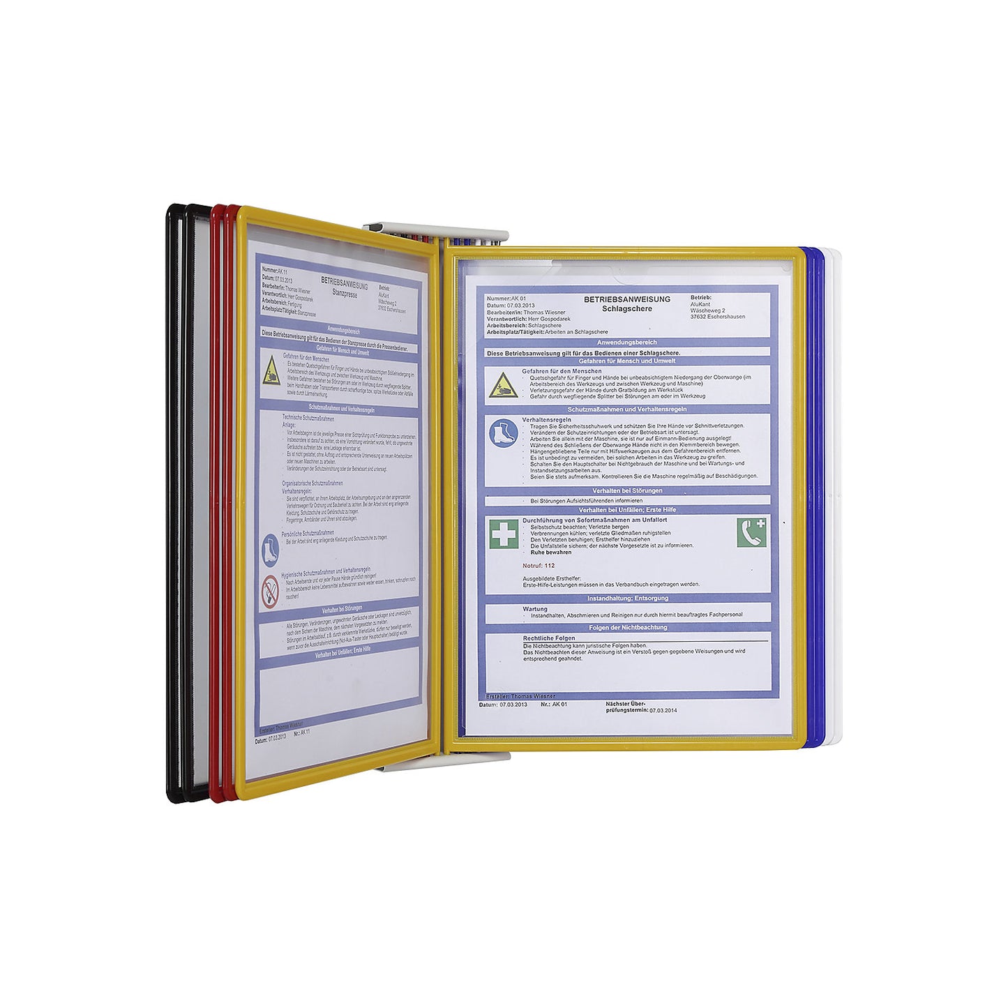 Clear view panel set, A4, with 10 clear view panels, assorted colours.