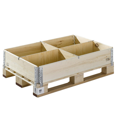 Divider for wooden pallet collars, for frame H 200 mm, L x W 1200 x 800 mm, 4 compartments.