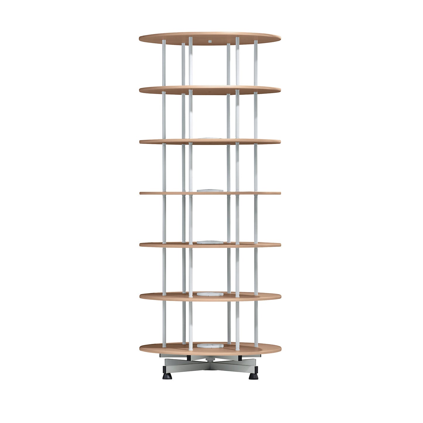 Rotary filing system, Ø 800 mm, 6 shelves, beech finish.