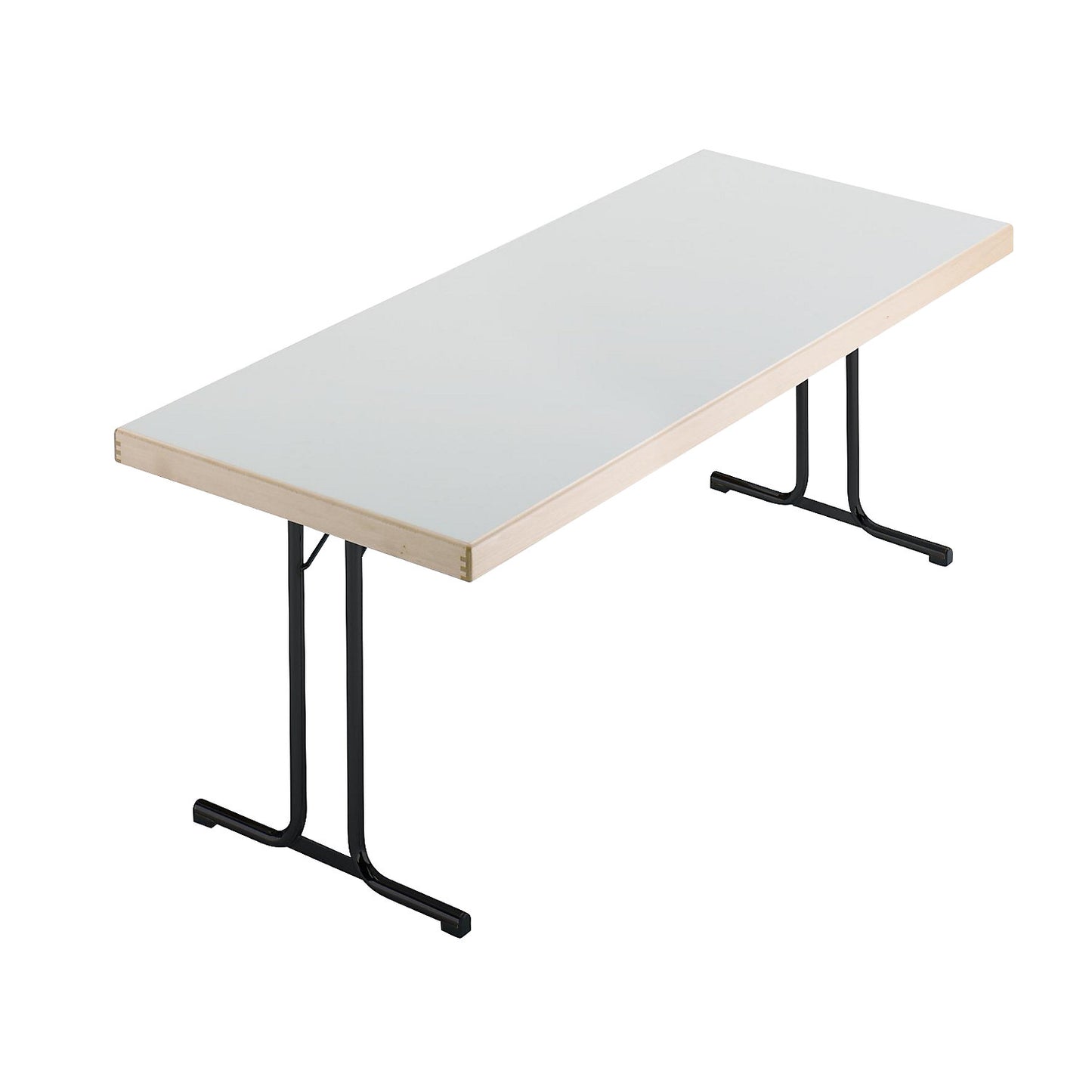 Folding table, double T-foot stand, 1500x800 mm, anthracite frame, light grey panel.