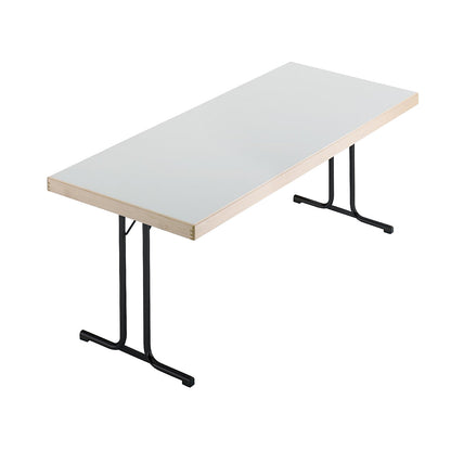 Folding table, double T-foot stand, 1500x800 mm, anthracite frame, light grey panel.