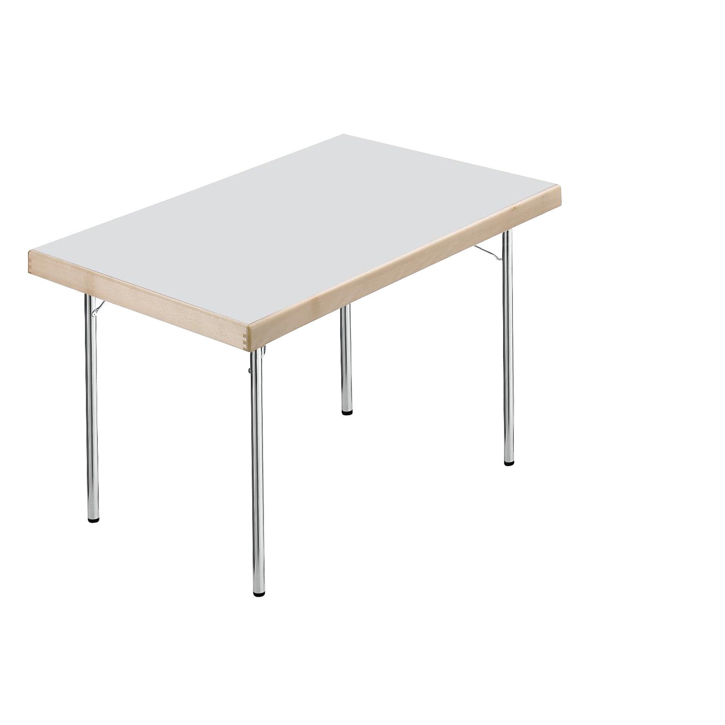 Folding table, 4-footed frame, 1200x800 mm, chrome-plated frame, light grey panel.