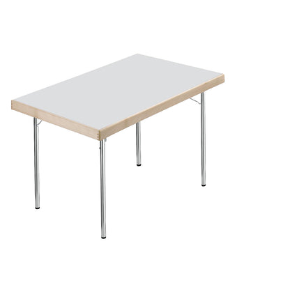 Folding table, 4-footed frame, 1200x800 mm, chrome-plated frame, light grey panel.