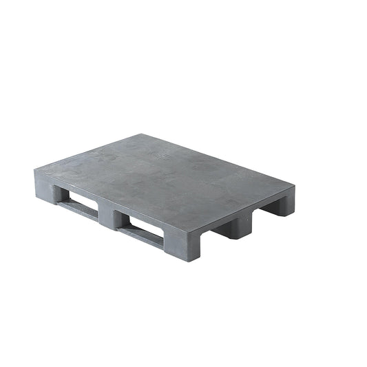 Plastic EURO pallet, with raised edges, closed top deck, grey.
