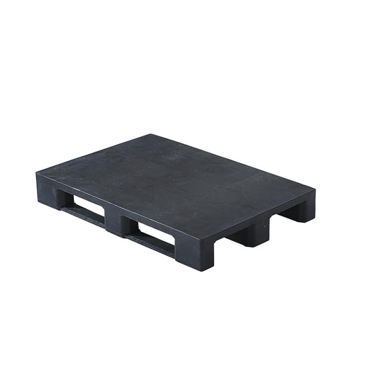 Plastic EURO pallet, with raised edges, closed top deck, charcoal.
