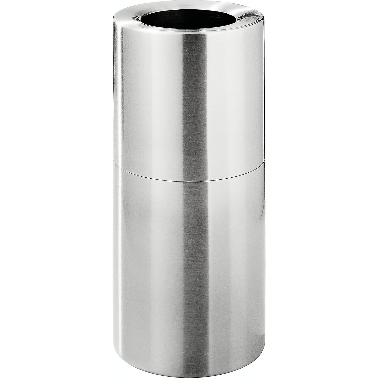 Designer waste collector, aluminium, capacity 45 l, HxØ 700 x 320 mm, without inner containers.