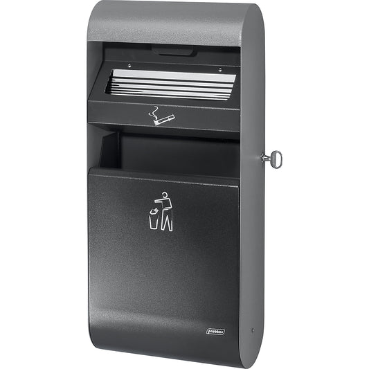 Designer wall ashtray, 3 l, HxWxD 670 x 300 x 140 mm, with inner container.