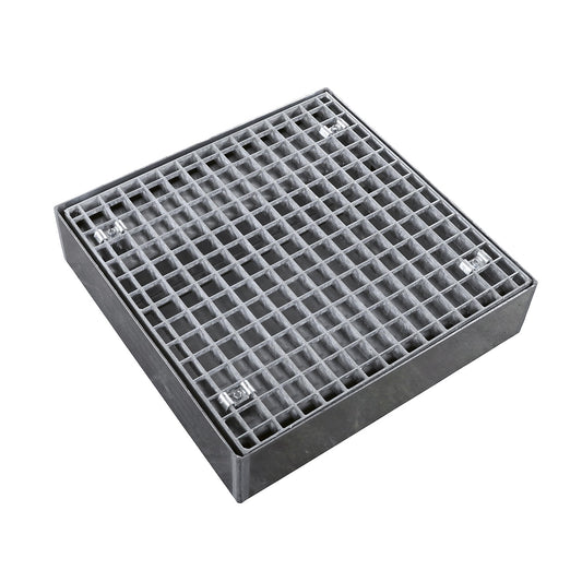Zinc plated low profile steel sump trays, width 500 mm, length 500 mm, capacity 20 l.