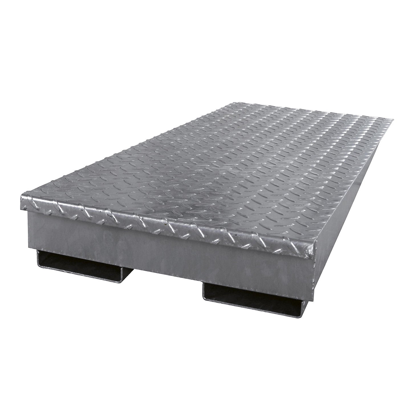 Loading ramp for steel low profile sump tray, zinc plated, depth 1150 mm, max. wheel load 500 kg, width 450 mm.