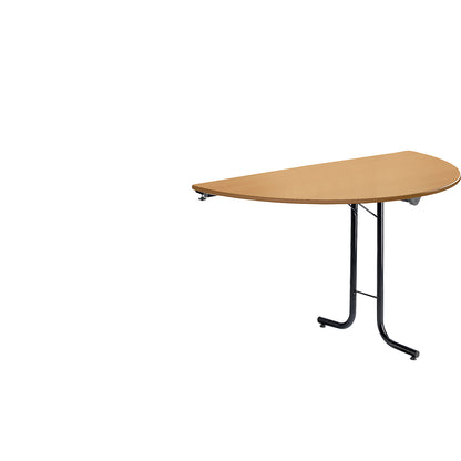 Extension table for folding table, semicircular top, 1400 x 700 mm, black frame, beech finish tabletop.