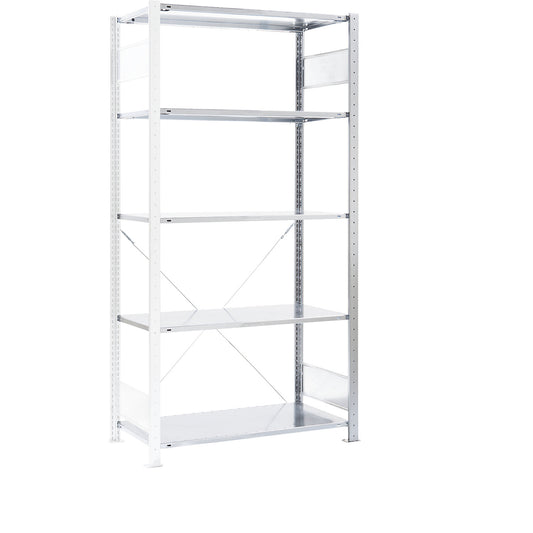 Boltless shelving unit, for open fronted storage bins, extension shelf unit, WxD 1006 x 336 mm, 5 shelves.
