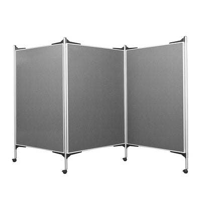 Presentation board set, mobile, 3 pinboards, 4 columns, width 3 x 1200 mm.
