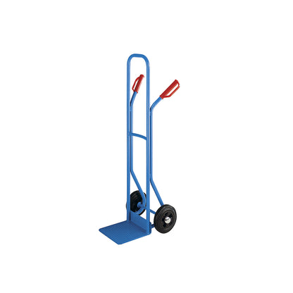 Premium sack truck made of steel, stacking truck model, max. load 200 kg, solid rubber tyres.
