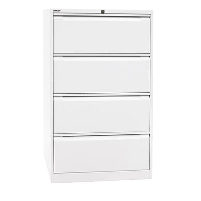 Suspension file cabinet, 2-track, 4 A4 drawers, traffic white.