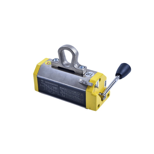 Stationary lifting magnet, for flat and round material, lifting capacity 300 kg for flat material, 150 kg for round material.